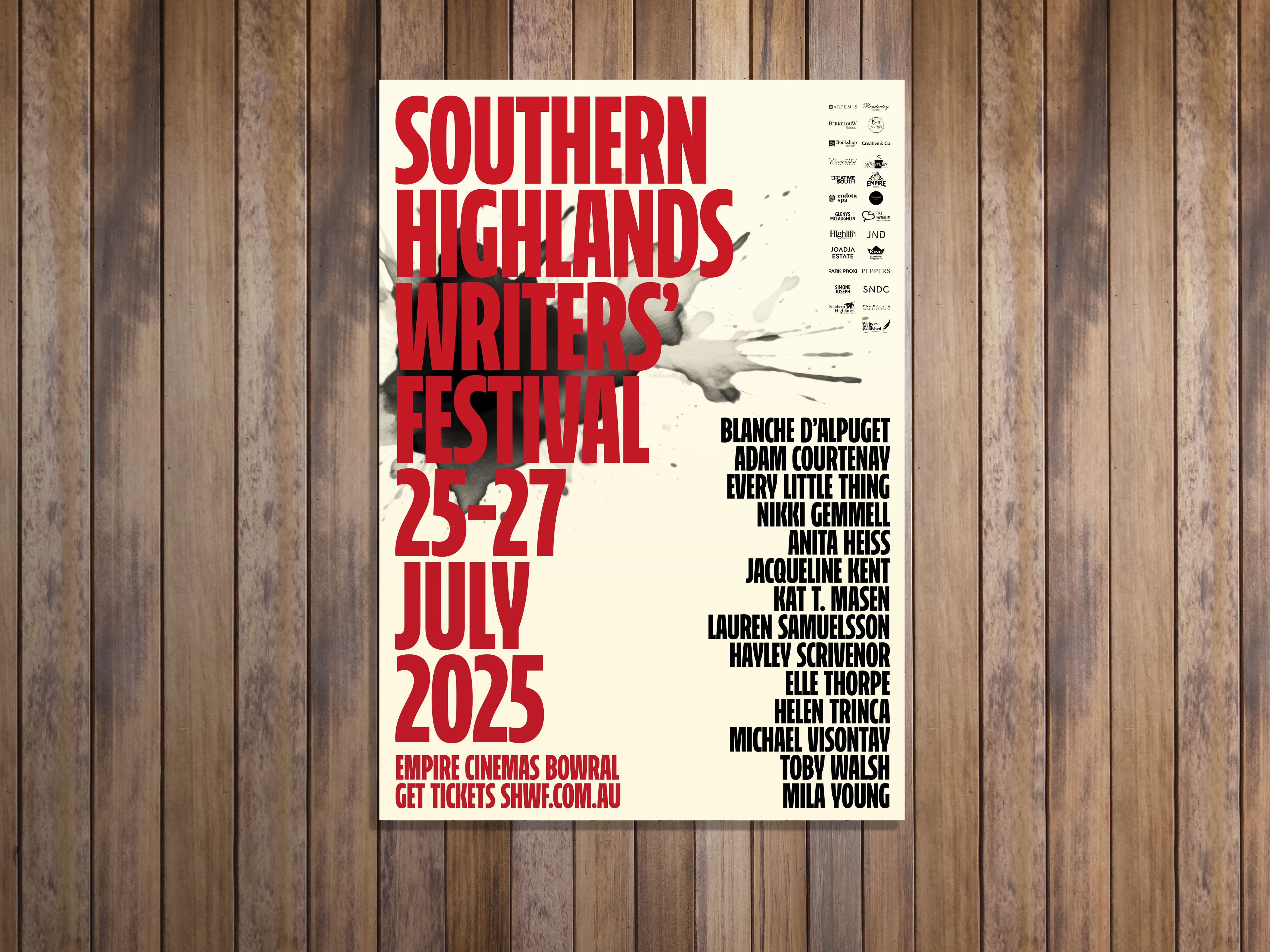 Revamped poster design for the Southern Highlands Writers' Festival 2025